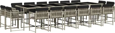 Immagine prodotto di vidaXL set da pranzo da giardino da 17 pezzi con cuscini in rattan grigio chiaro