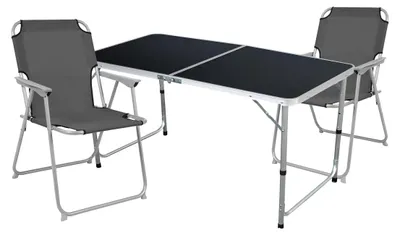 Image de ensemble de meubles de camping 3 pièces Black Alu 120x60x58/70cm Anthracite