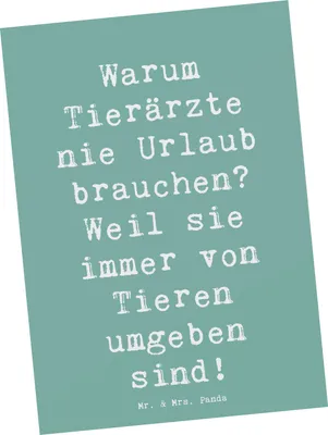 Produktbild von Mr. & Mrs. Panda Postkarte Spruch Tierarzt Freude - Meeresbrise - Geschenk, Routineuntersuchung, Veterinär, Beruf, Grußkarte, Berufsliebe, Ansichtskarte, Tiere umgeben