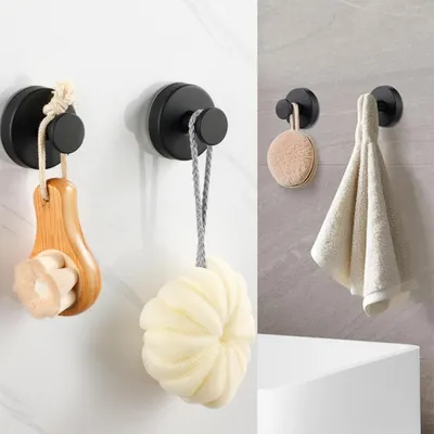 Produktbild von Saugnapfhaken - Handtuchhaken - 4 Stück - Schwarz - Edelstahl