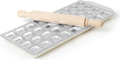 Produktbild von Form mit Nudelholz zur Herstellung klassischer Ravioli-Knödel, 36 Stück - Hendi 975534