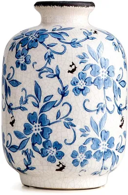 Immagine prodotto di Vaso in Vetroceramica bianco e blu, grande, in porcellana, per decorazione da tavola