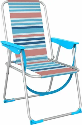 Immagine prodotto di Sedia pieghevole Marbueno in alluminio a strisce arancioni e blu per spiaggia e piscina 53X56X78 cm