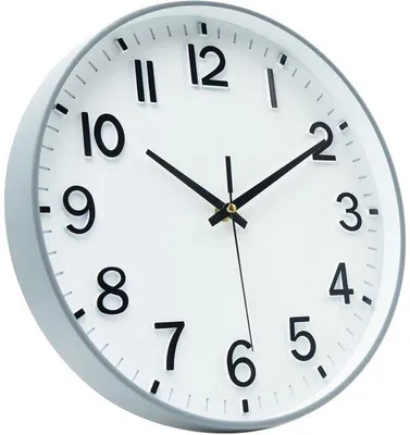 Obrázek produktu pro Tiché nástěnné hodiny o průměru 30 cm s arabskými číslicemi, šedý rámeček
