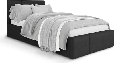 Produktbild von Muralo POLSTERBETT für Schlafzimmer Polsterbett mit Bettkasten und Gasdruckfeder Bett mit Polsterkopfteil Einzelbett 90x200 Bett mit Stauraum Graphit