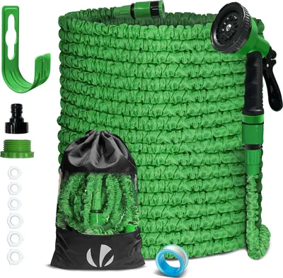 Produktbild von VOUNOT® Flexibler Gartenschlauch 45m, Flexibel Wasserschlauch Dehnbarer mit 10 Sprühfunktionen, Grün