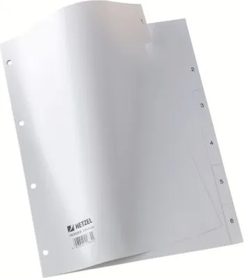 Produktbild von Plastikregister 1-6 A4 PP 6 Blatt grau Packung mit 20 Stück