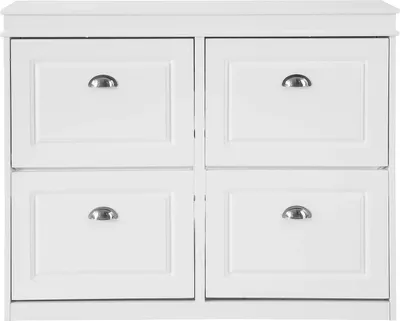 Image de FSR79 Armoire à chaussures, 4 abattants, 8 étagères, blanc