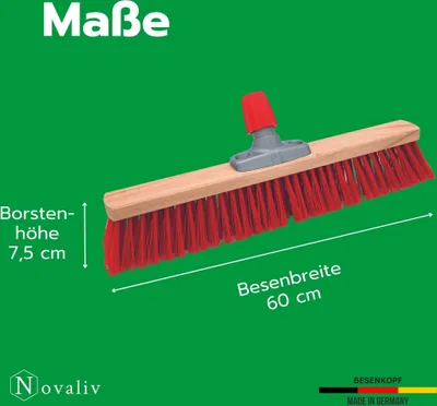 Produktbild von Novaliv 2x Strassenbesen 60 cm Besenkopf I Besen ohne Stiel I Elaston rot I Industriebesen Kehrbesen Gartenbesen Werkstattbesen Außenbesen