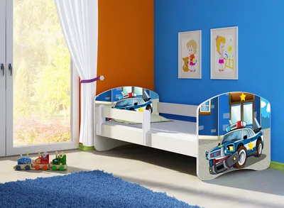 Produktbild von Kinderbett, Motiv, Schublade CLAMARO, Bett Farbe:38 Polizei, Mit Bettkasten:Mit Bettkasten, Bett Größe:160 x 80 cm
