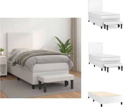 Zdjęcie produktu dla vidaXL Łóżko na sprężynach skrzyniowych z materacem białe 80x200 cm imitacja skóry - Łóżka i ramy łóżek
