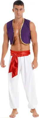 Produktbild von Arabisches Prinzenkostüm für Herren Gr. L : Halloween- und Rollenspielkostüm - Koreanische Weste Lange Pumphose König Fasching Kostüm Set