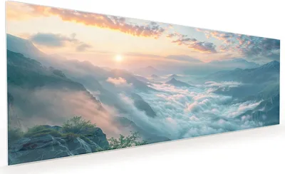 Produktbild von Küchenrückwand Spritzschutz Glas mit Motiv Morgennebel in Bergen 40 x 40 cm