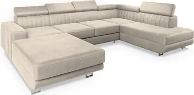 Produktbild von Masseno Ecksofa SIENA R-S mit Schlaffunktion U-Form, Sofa mit Bettkasten, Wohnzimmersofa, Couch, Soffa, Bettsofa, Couchgarnitur- Creme, MONOLITH 04