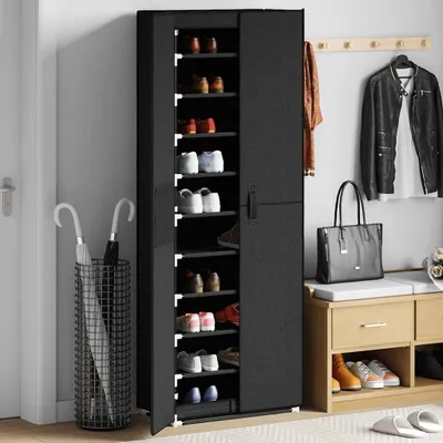 Obrázok produktu pre vidaXL Skriňa na topánky čierna 60x30x166 cm látka