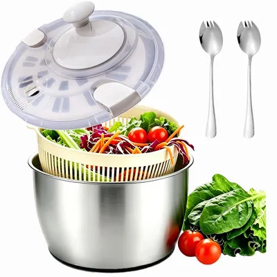 Salatschleuder 5L Edelstahl, auch als Sieb nutzbar