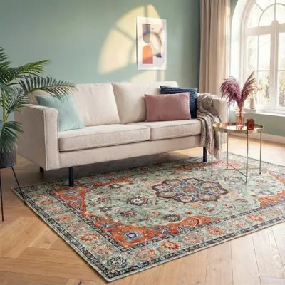 Produktbild von Volero - Teppich Vintage - Imagine Medaillon Grün - 160x230 cm - Wohnzimmer, Esszimmer, Schlafzimmer - Klassik, Industrielle, Orientalisch