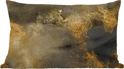 Produktbild von MuchoWow® Zierkissen Sofakissen Wohnzimmer Dekokissen 50x30 cm Gold - Abstrakt - Farbe - Schwarz - Wohnzimmerdekoration - Polster mit Photo