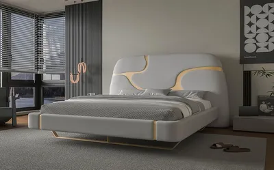 Obrázek produktu pro Moderní funkční postel Designová manželská postel Ložnice Postele