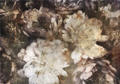 Produktbild von Vlies Fototapete Blumen 450x315 cm Tapeten Wandtapete XXL Flur Pflanzenmotiv Natur Päonie Orient grau b-A-0738-a-a