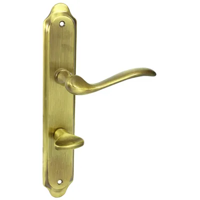 Produktbild von DOMINO Türgriff 78 Drückergarnitur WC - Badezimmer Set | Links & Rechts Türbeschlag für WC/Badezimmertüren | L-Form | Türbeschläge aus Messing |Bronze Türdrückergarnitur| TULUZA M3