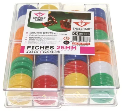 Zdjęcie produktu dla Żetony do pokera 25 mm na 240 sztuk