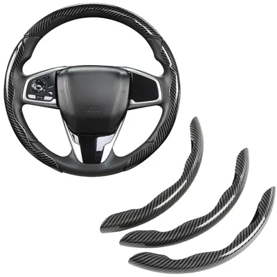 Obrázok produktu pre Poťah na volant, 3-dielny, vzor uhlíkových vlákien, sivý, univerzálny, protišmykový
