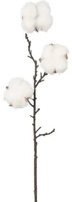 Produktbild von artplants.de Künstlicher Zweig Baumwolle SKLAVAN mit Früchten, weiß, 45cm - Deko Baumwollzweig