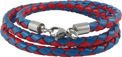Produktbild von Lederkette Lederband 4 mm Herren Halskette Rot / Blau 17-100 cm lang mit Karabiner Verschluss Silber geflochten, Länge:22 Zentimeter