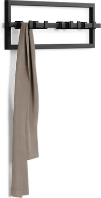Obrázek produktu pro Umbra Věšák na kabáty Cubiko 5, Nástěnný věšák, Věšák na kabáty, 5 pohyblivých háčků, ocel, černá, 1016881-040
