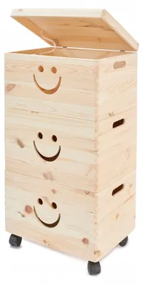 Produktbild von Pinus Holzregal Kiefernholz mit 3 Spielzeugkisten auf Rollen