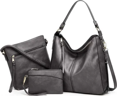 Produktbild von Pahajim Handtaschen Set Damen Groß Kunstleder 3-teilig Shoulder Bag Hobo Wallet