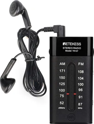 Produktbild von Retekess TR107 Tragbares mini Radio, FM AM-Taschenradio mit Kopfhörer, FM-Stereo, Tragbarer Radio, Transistorradio-Analog, Zeigerabstimmung, AAA-Batterie, zum Gehen, Joggen, Reisen (Schwarz)