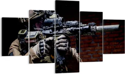 Produktbild von Bild auf Leinwand - Leinwandbild - Soldat Gewehr - 125x70cm - Wand Bild - Wanddeko - Wandbilder - Leinwanddruck - Bilder - Kunstdruck - Wanddekoration - Leinwand bilder - Wandkunst - EA125x70-3785