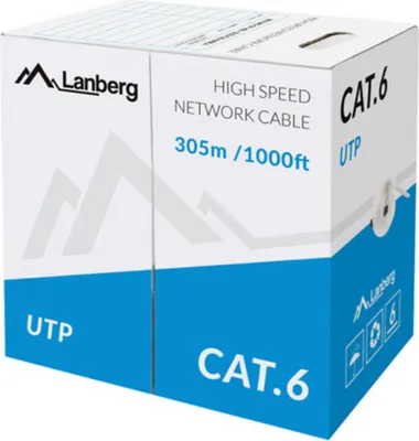 Produktbild von Kabel, Lanberg LAN-Kabel UTP CAT.6 305m solide CCA, grau