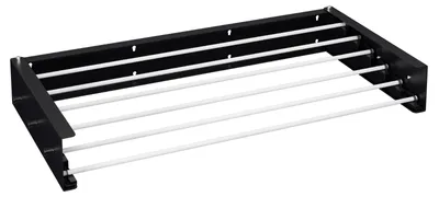 Image de Support mural pliable pour étendre le linge, Vigevee, 100 cm, séchoir mural résistant aux intempéries pour balcon, terrasse et intérieur, revêtement anti-rouille, 6 barres, capacité de charge de 30 kg, couleur noire