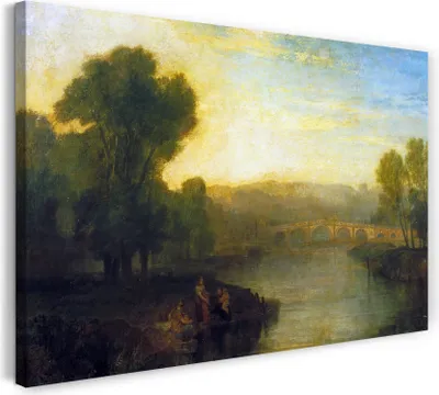 Produktbild von Leinwandbild (80x60cm): William Turner - View of Richmond Hill and Bridge, echter Holz-Keilrahmen inkl. Aufhänger, handgefertigt in Deutschland