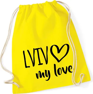 Produktbild von Huuraa Turnbeutel Lviv my love 12 Liter Yellow Baumwolle Rucksack Geschenkidee