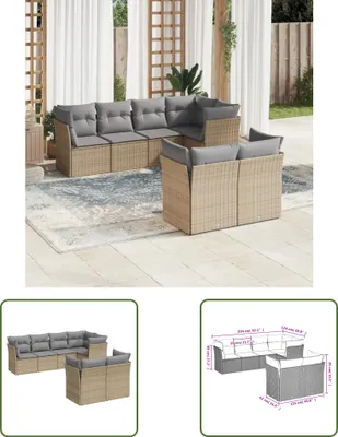 Produktbild von The Living Store 7-tlg. Garten-Sofagarnitur mit Kissen Beige Poly Rattan