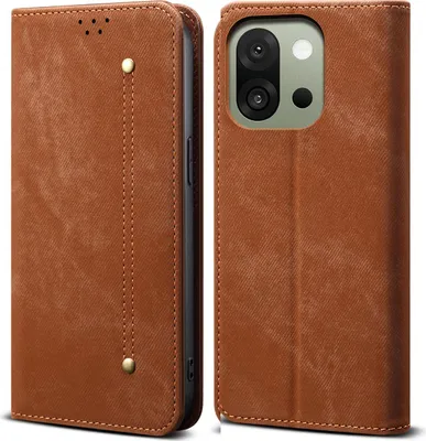 Image de Etui pour OnePlus 13T, étui portefeuille en cuir avec fermeture magnétique et support Marron