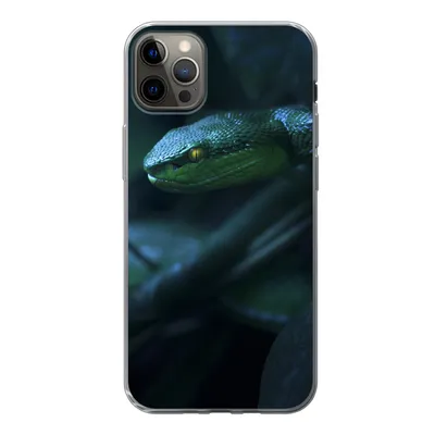 Produktbild von MuchoWow® Handyhülle Schutzhülle Hülle für iPhone 13 Pro Max Schlange - Makro - Holz Silikon Softcase Handy Hülle - Mobiltelefon