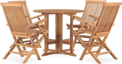 Produktbild von vidaXL 5-tlg. Garten-Essgruppe Klappbar Massivholz Teak