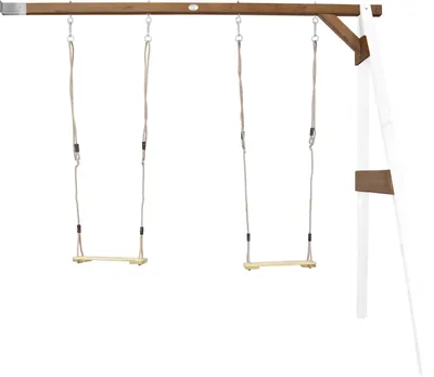 Produktbild von AXI Schaukel in Weiß / Braun aus Holz | Doppelschaukel für 2 Kinder / Kinderschaukel | Anbauschaukel für den Garten