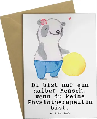 Produktbild von Mr. & Mrs. Panda Grußkarte Physiotherapeutin Herz - Weiß - Geschenk, hochzeitskarten, einladungskarten, weihnachtskarten, osterkarten, osterkarte