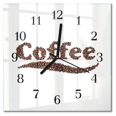 Immagine prodotto di Orologio da parete Tulup Glasuhr, orologio da cucina, vetro vero, 30x30 cm, design moderno e decorativo, silenzioso, con lancette nere - Motivo: "Caffè"