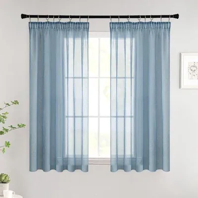 Image de Unyqoos® Rideaux de porte bleu marine, lot de 2, 140 x 225 cm, tissu polyester, rideaux courts transparents pour salon et chambre