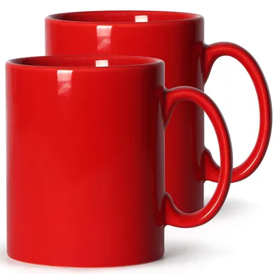 Immagine prodotto di Tazza da caffè, capacità 650 ml, set da 2, Vetroceramica, colore rosso, grande capacità, manico grande