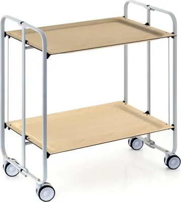 Produktbild von DON HIERRO - Klappbarer Servierwagen BAUHAUS mit Rollen – Metallgestell grau, 2 Ebenen, 4 Positionen
