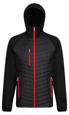 Produktbild von Regatta - "Navigate Hybrid" Jacke mit Kapuze für Herren FK2584 (XXL) (Schwarz/Rot)