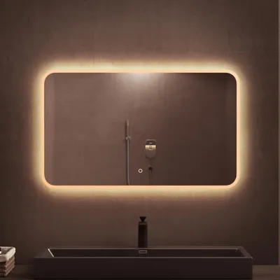 Image de doporro Miroir de Salle de Bains Lumineux 100x60cm Glace avec Éclairage LED LUZ et Interrupteur Tactile